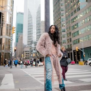 Lamarque Turkey Feather Pink Coat